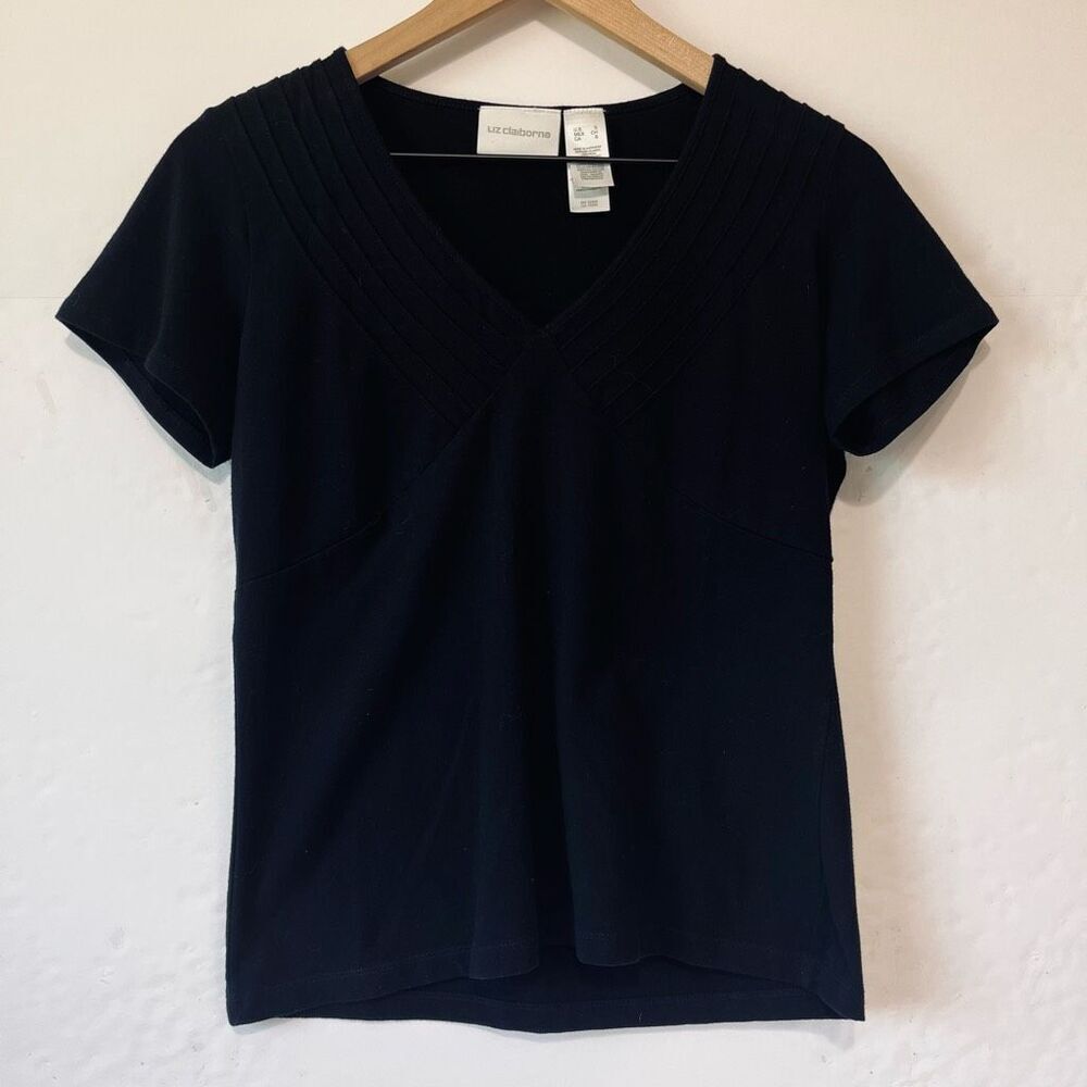 Liz Claiborne Black Short Sleeve Top   Size S